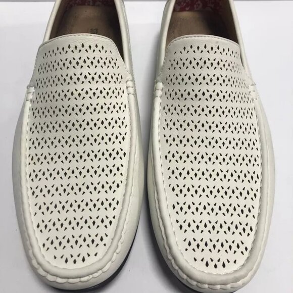 Stacy Adams Men’s Cicero, White Perf Moc Toe Slip-On Shoes, Size 13M. main image 3